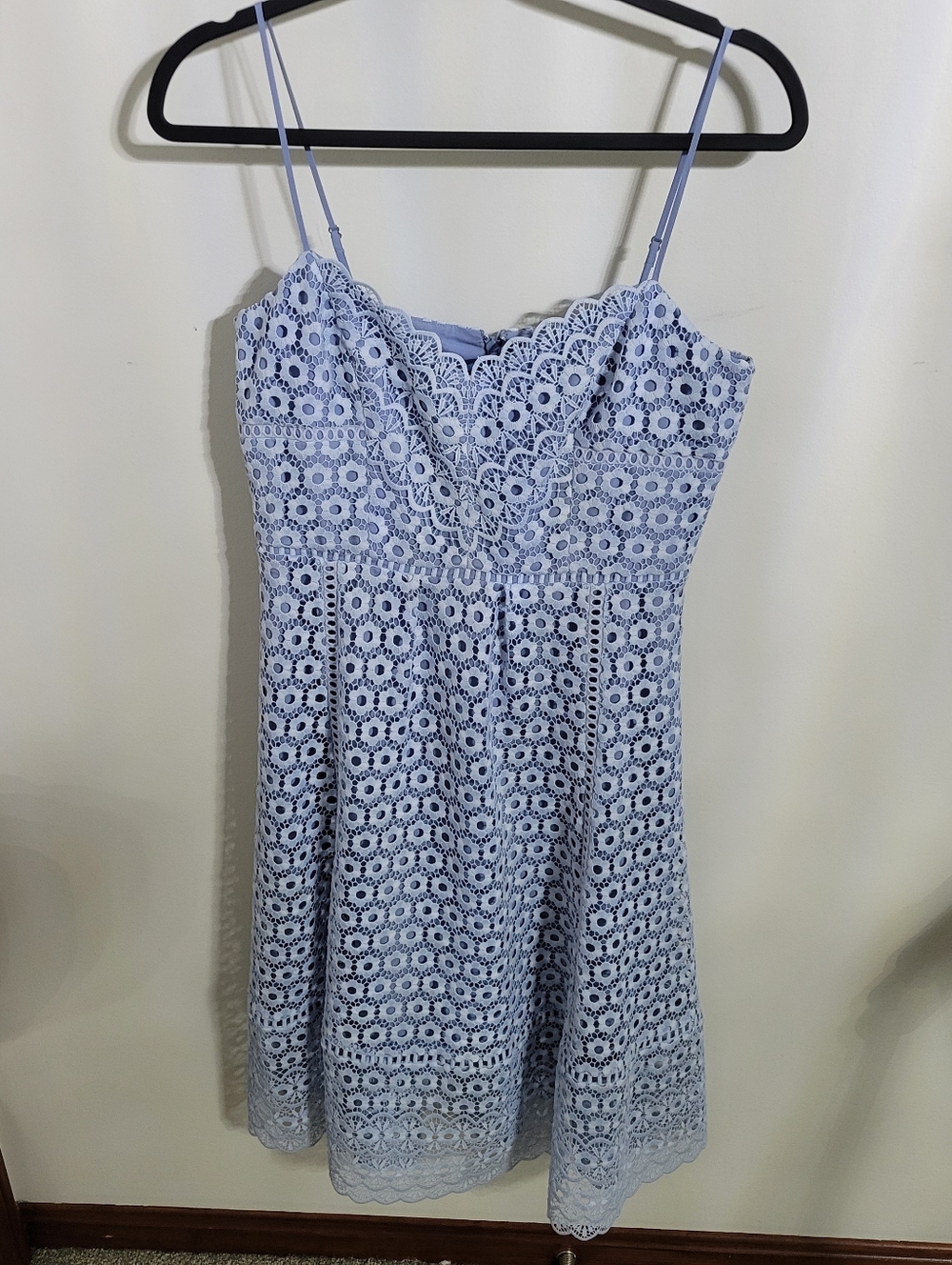 J. Crew Women's Light Blue Lace Midi Dress with Spaghetti Straps, Size 4 - Picture 5 of 12